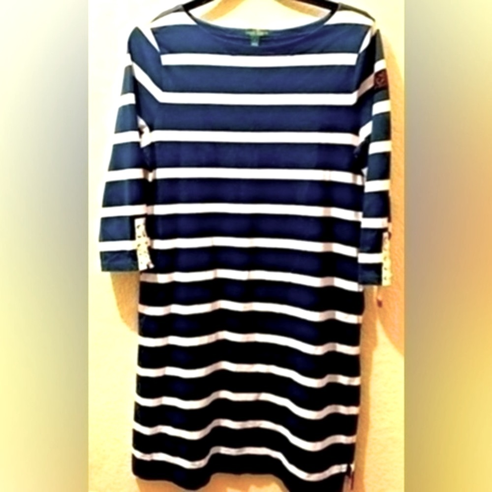 LRL Lauren Jeans Co. Ralph Lauren striped dress size L